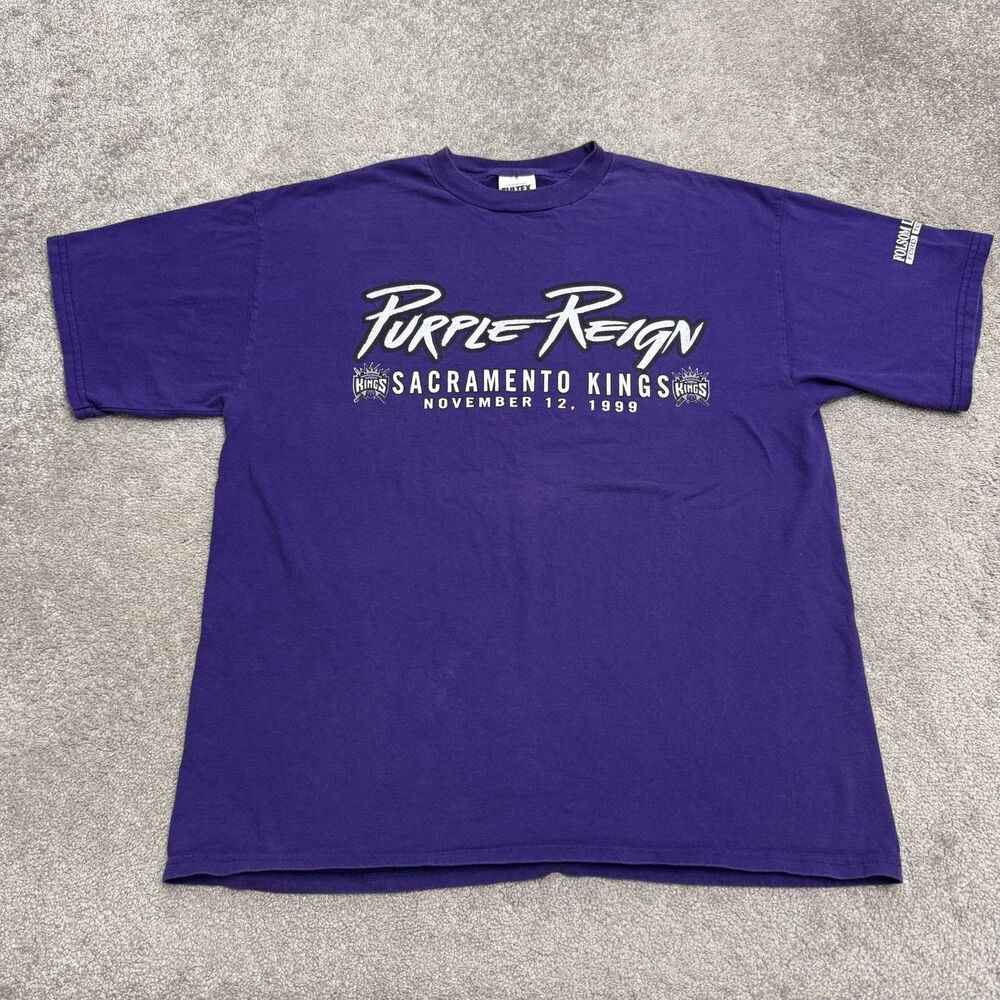 Vintage 90s Sacramento Kings Purple Reign Graphic Tee Mens XL Purple 1999 NBA